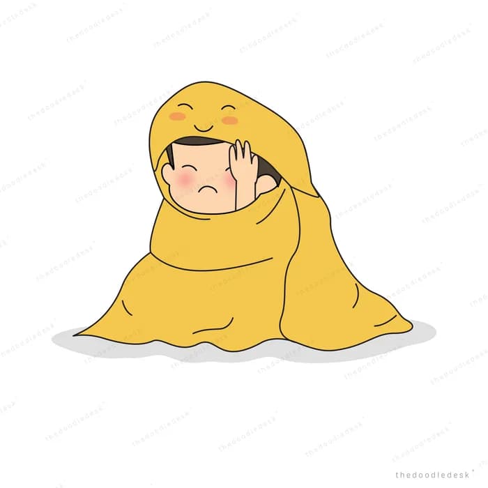 Girl wrapped in a yellow blanket looking unwell