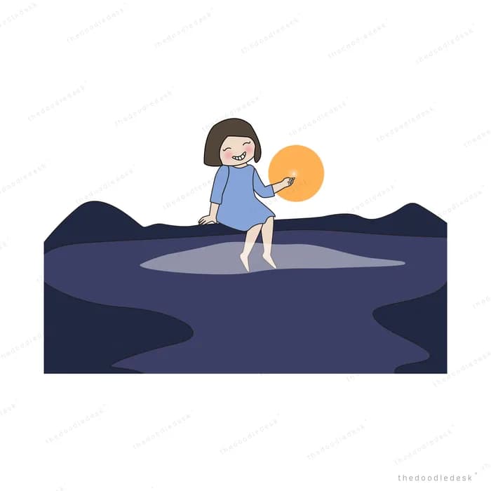 Girl standing alone on a dark cliff edge