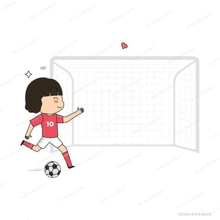 Girl kicking a football toward a goal