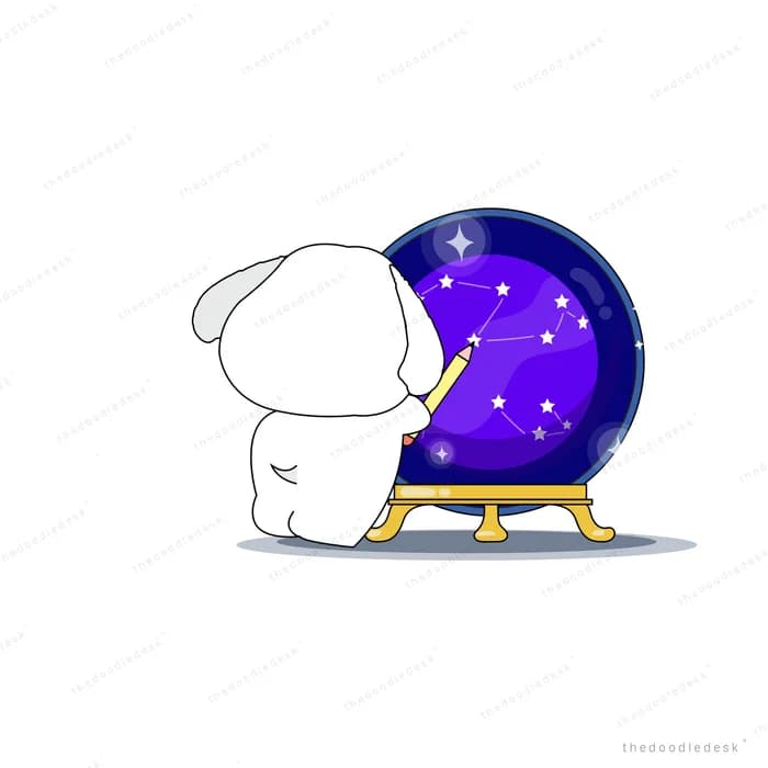 Child peering into a starry portal on a stand