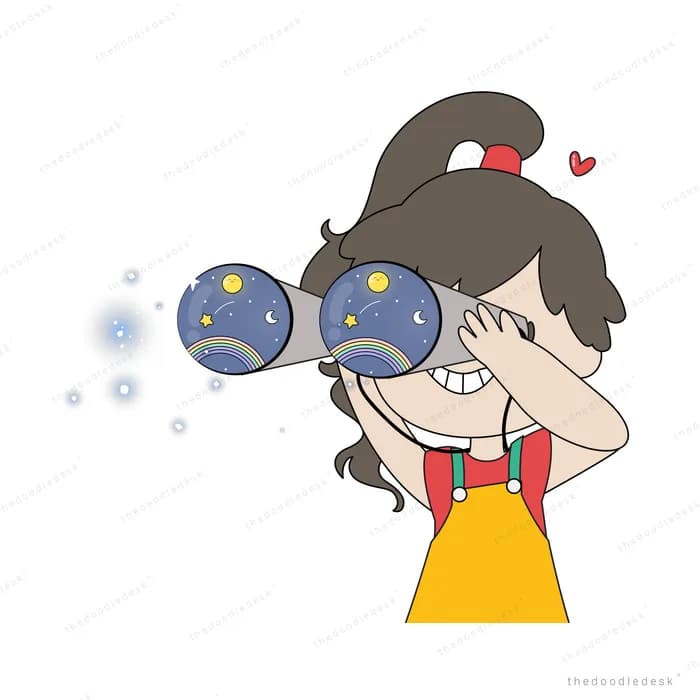 Girl covering her eyes among floating dark orbs