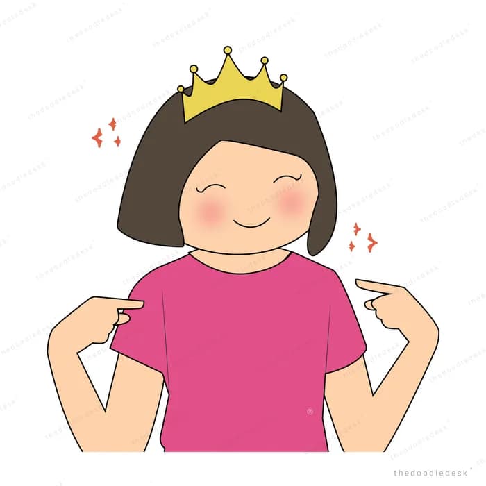 Woman in a crown flexing both arms