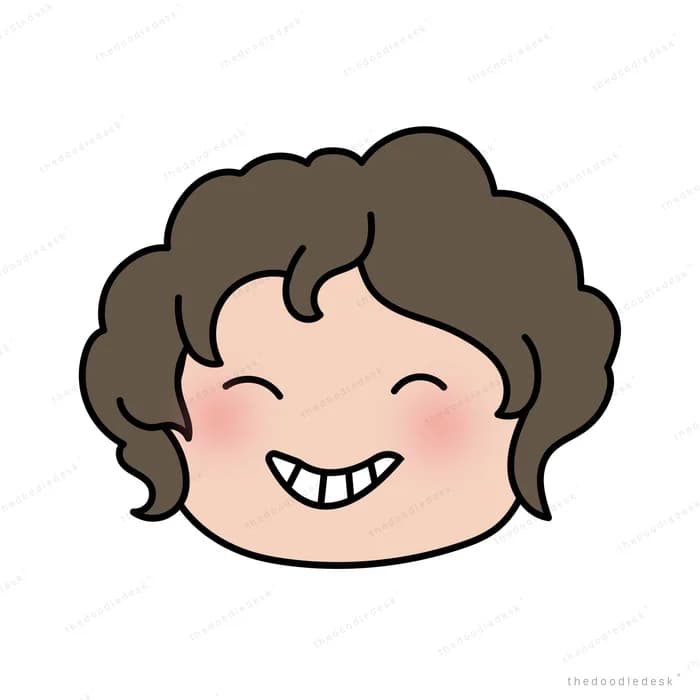 Close-up of a girl's smiling face with curly hair