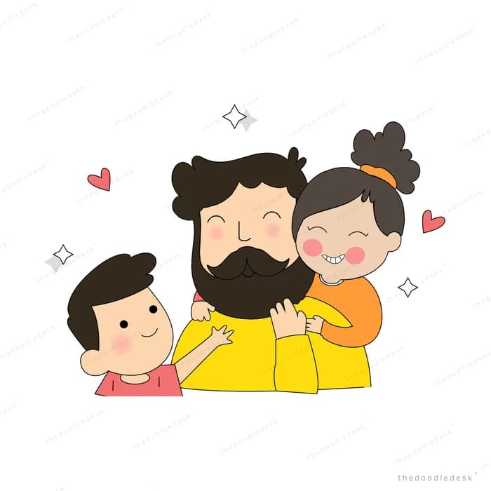 Family embracing together with hearts