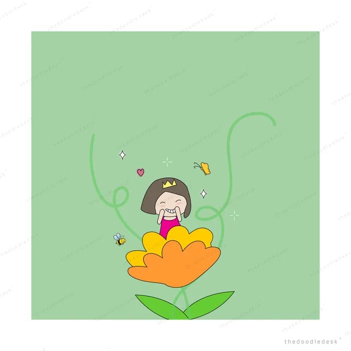 Girl emerging from a giant yellow bloom