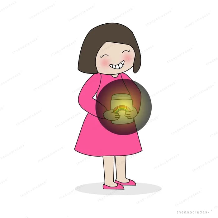Girl in pink holding a glowing dark orb