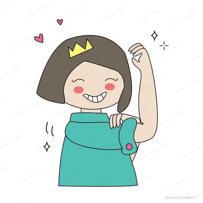 Girl in a crown flexing her arm