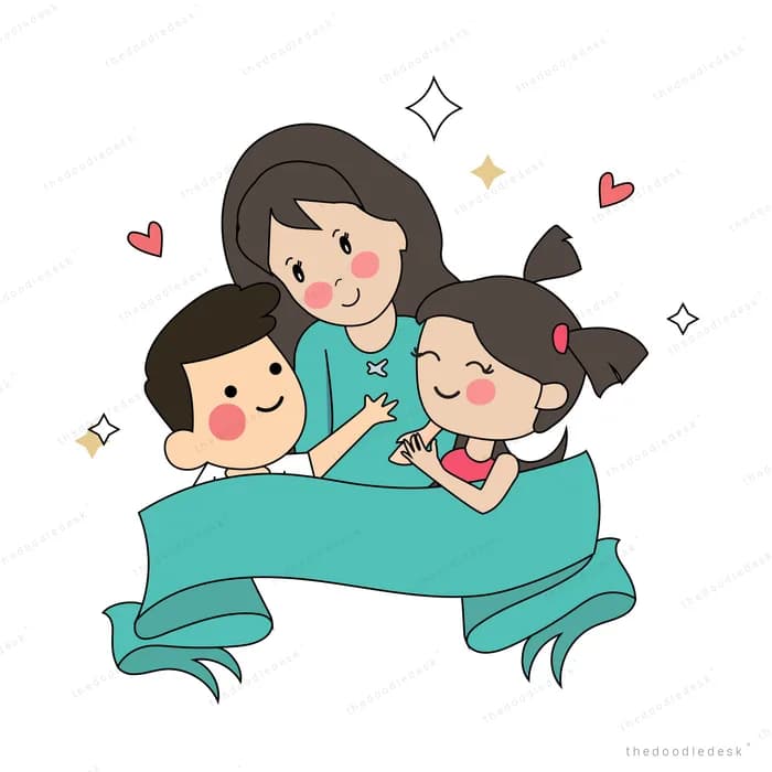 Family lying in bed together under a blanket
