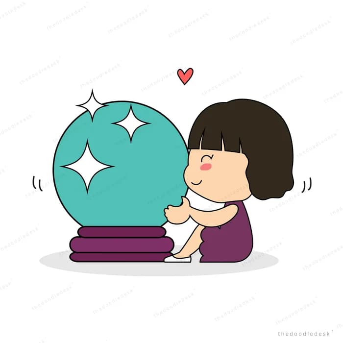 Girl reaching toward a sparkling teal gem