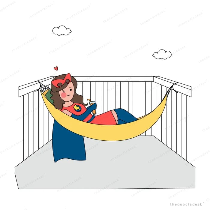 Girl reading in a hammock on a balcony