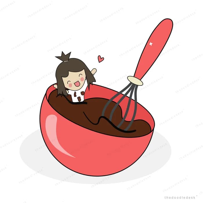 Girl stirring inside a giant mixing bowl