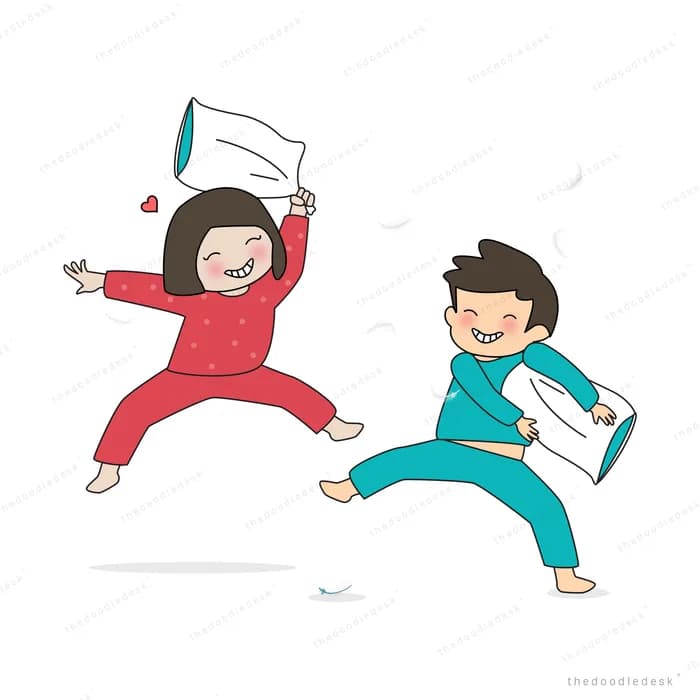 Couple running joyfully with papers flying
