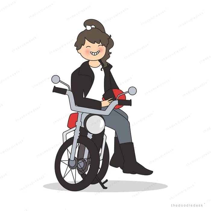 Woman riding a black motorcycle