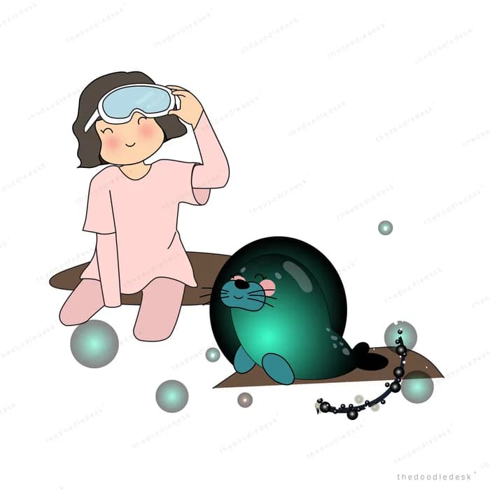 Girl sitting beside a dark glowing orb and chain