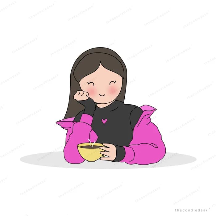 Woman at a pink table holding a small bowl