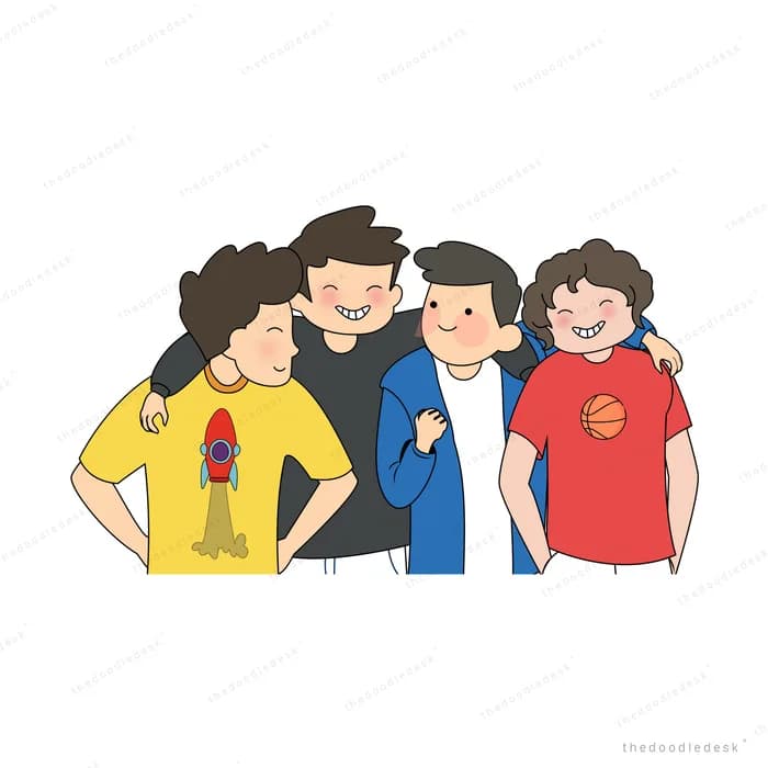 Family of four standing close together