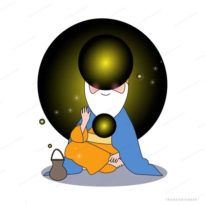 Girl in a hood holding a glowing orb in the dark
