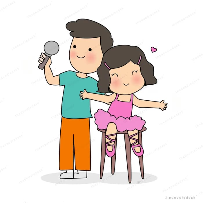 Couple dancing together with hearts