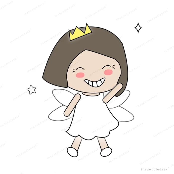 Girl in a white dress standing with a crown