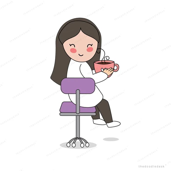 Woman on a stool holding a cupcake