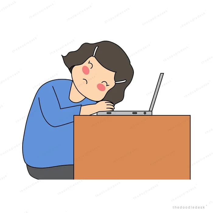 Woman slumped over a laptop at a desk