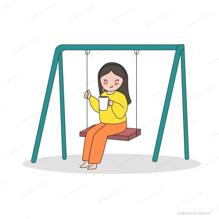 Girl sitting on a swing set