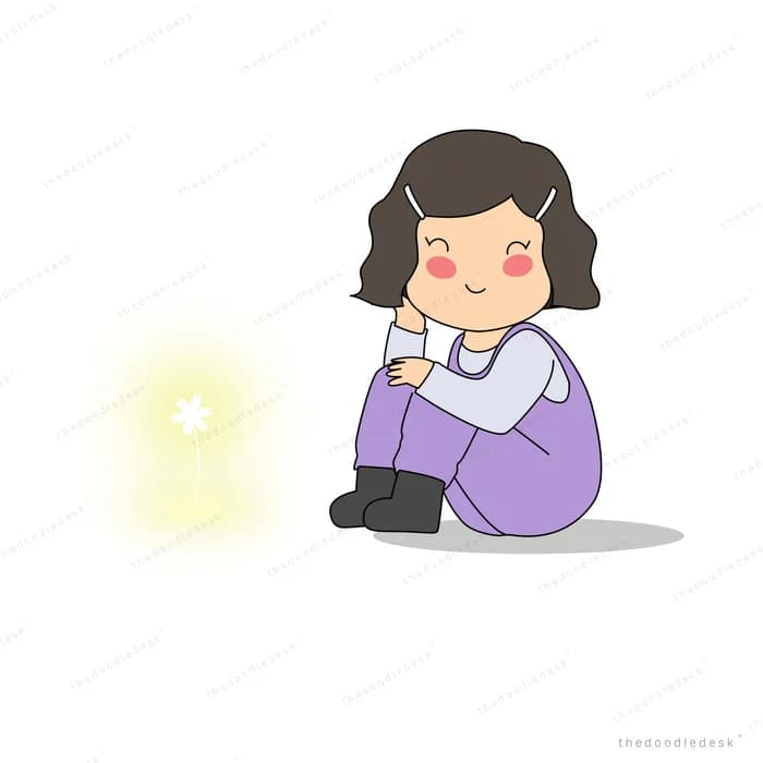 Girl sitting curled beside a soft glow