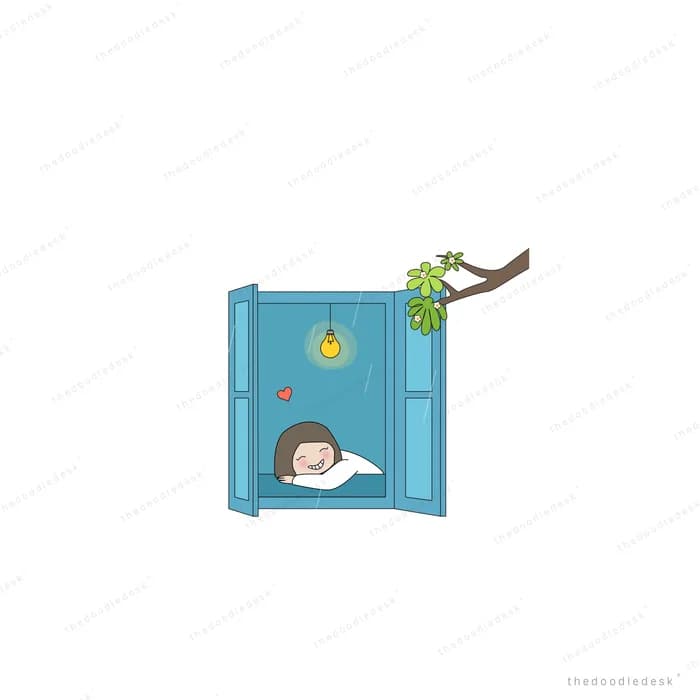 Girl reading inside a small blue wall cabinet