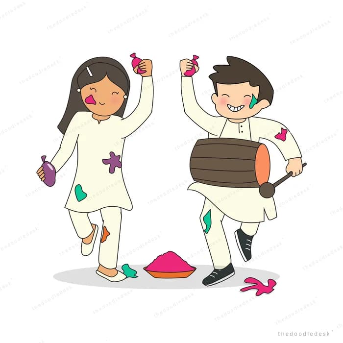 Couple playing a drum and throwing colours