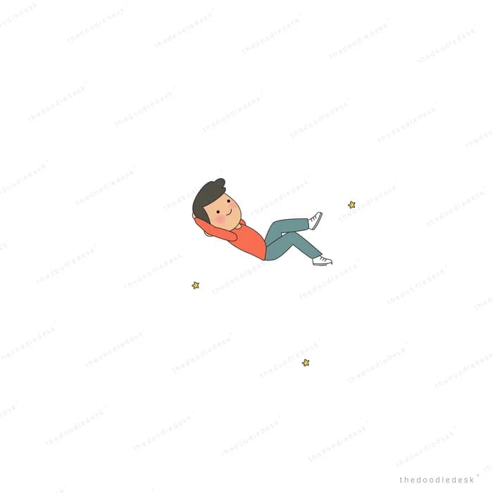 Small boy floating alone in empty space