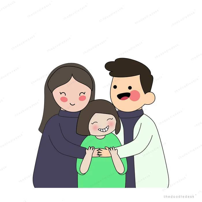 Parents holding a baby between them