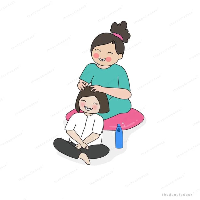 Woman comforting a girl sitting in front of her