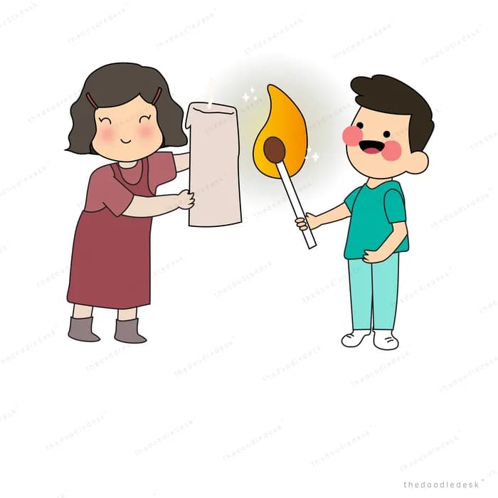 Couple performing an aarti with a lamp and mirror
