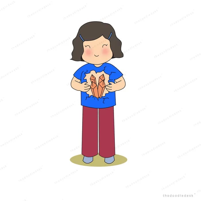 Girl standing holding a cracked heart against her chest