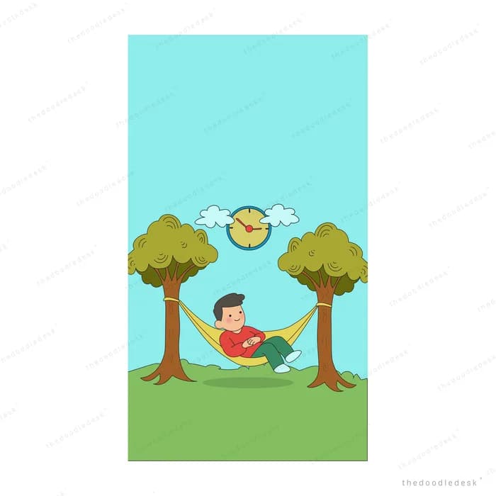 Boy swinging on a swing hung between two trees