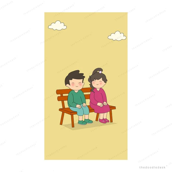 Boy and girl sitting on a bench reading books together