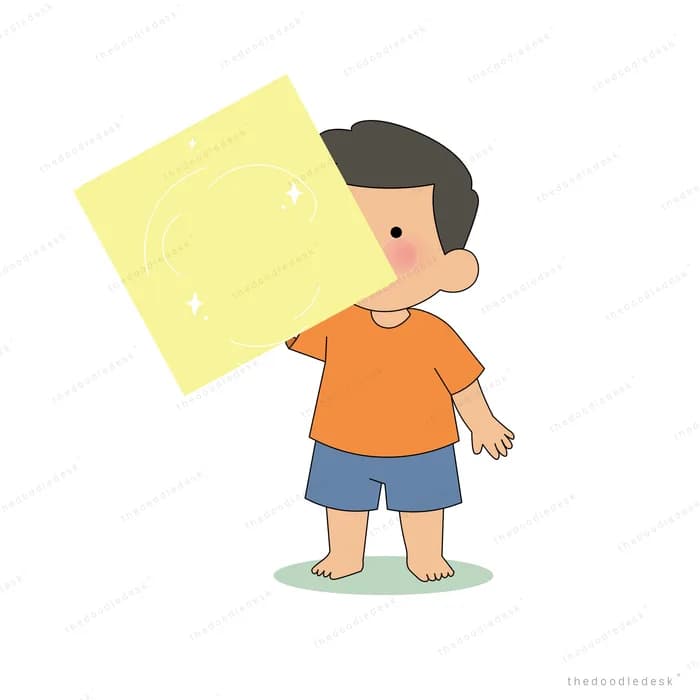 Boy standing in a dark room shining a glowing torch onto a potted plant beside a lamp