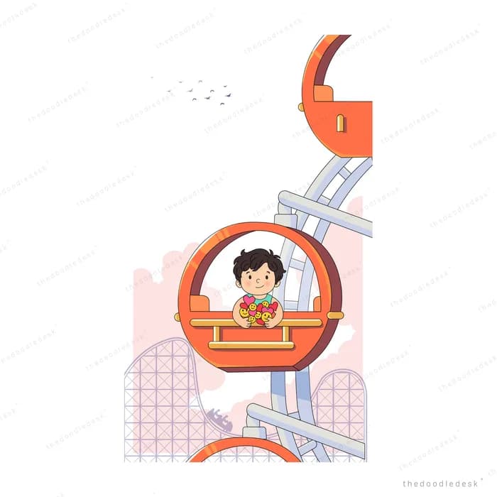 Boy climbing through an orange playground frame