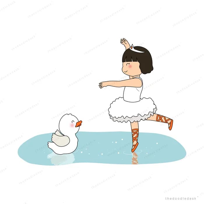 Girl in a white dress leaping over a small blue puddle