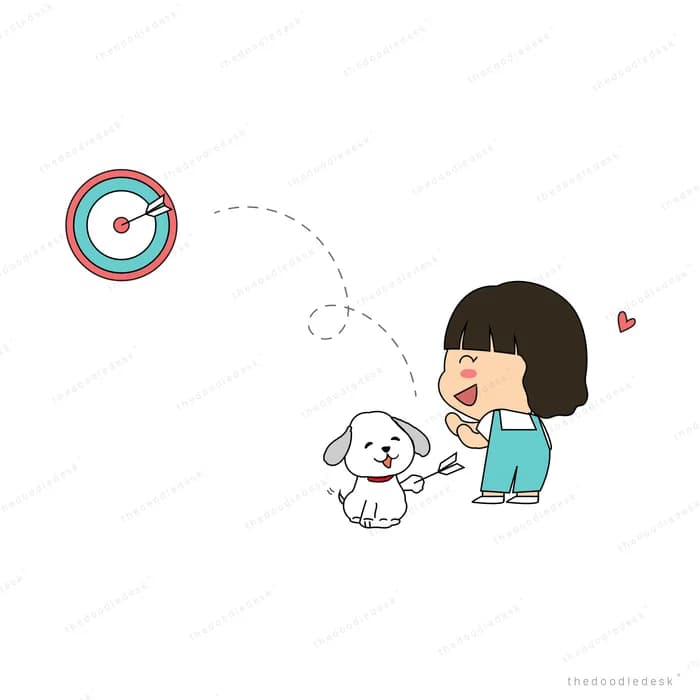 Girl throwing a disc for her dog toward a target
