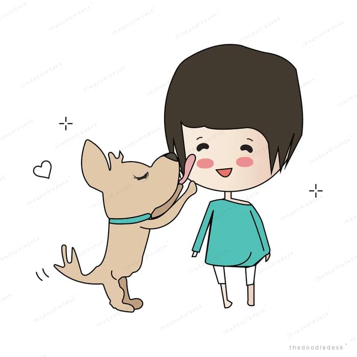 Dog jumping up to greet a boy