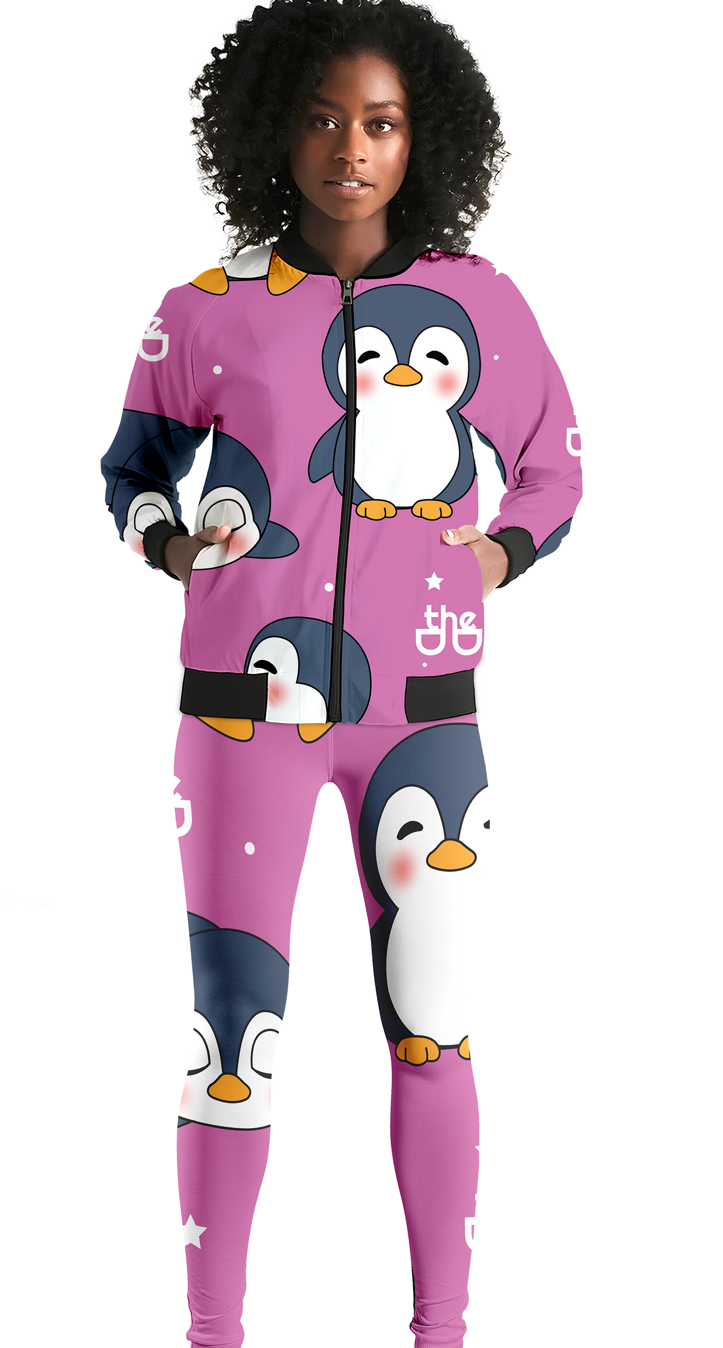 Moody Penguin  - Coords Set for Women - Bomber Jacket with Leggings